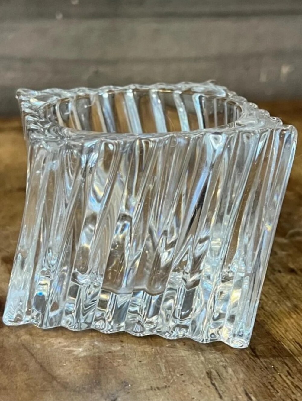 Vintage Clear Ribbed Glass Votive Holder